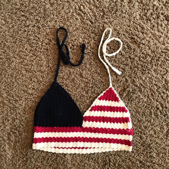 BDG Tops - American flag crochet crop top